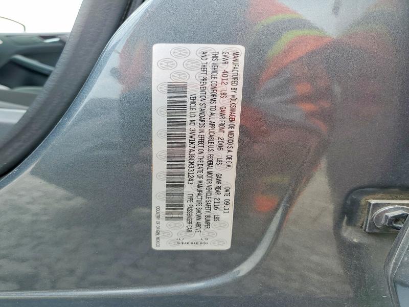47916616 :رقم المزاد ، 3VW1K7AJ6CM331243 vin ، 2012 Volkswagen Jetta مزاد بيع