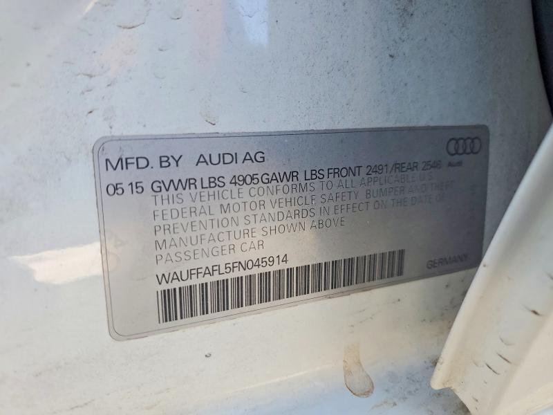 47987806 :رقم المزاد ، WAUFFAFL5FN045914 vin ، 2015 Audi A4 مزاد بيع
