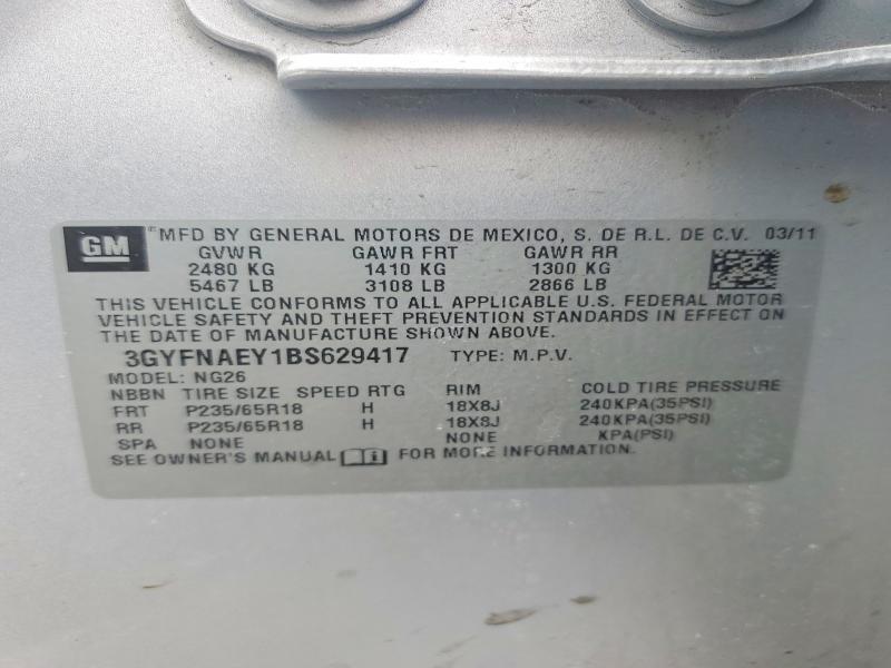 46246966 :رقم المزاد ، 3GYFNAEY1BS629417 vin ، 2011 Cadillac Srx مزاد بيع