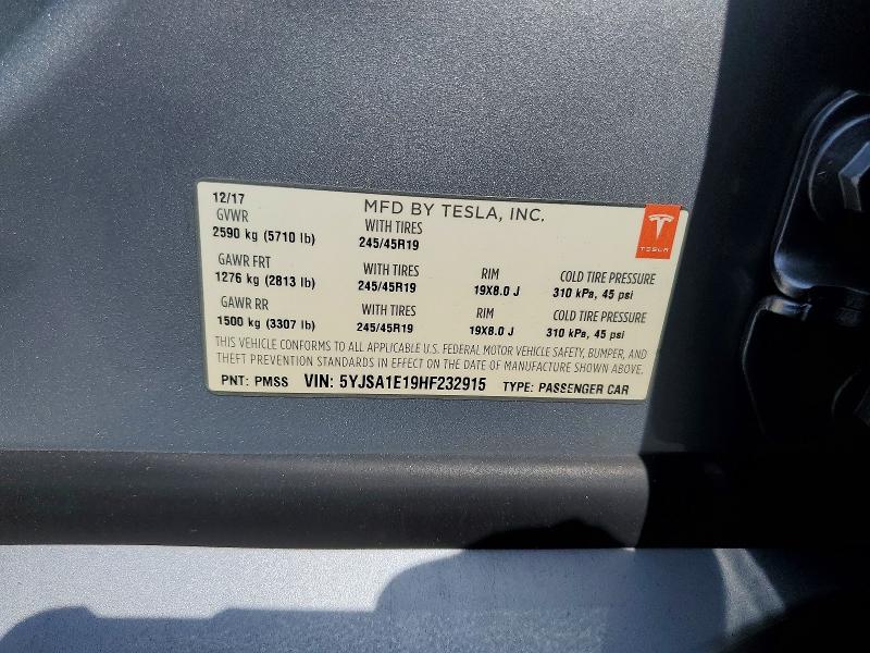 Продаж на аукціоні авто 2017 Tesla Model S, vin: 5YJSA1E19HF232915, номер лоту: 45847306