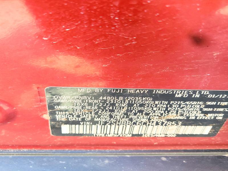 Продажа на аукционе авто 2012 Subaru Forester, vin: JF2SHBBC6CH437853, номер лота: 47296926