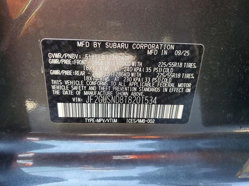 41623046 :رقم المزاد ، JF2GUSND8T8201534 vin ، 2026 Subaru Crosstrek مزاد بيع