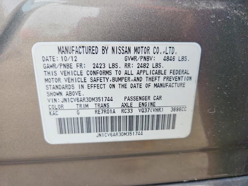 Продаж на аукціоні авто 2013 Infiniti G37 Sedan, vin: JN1CV6AR3DM351744, номер лоту: 46004216