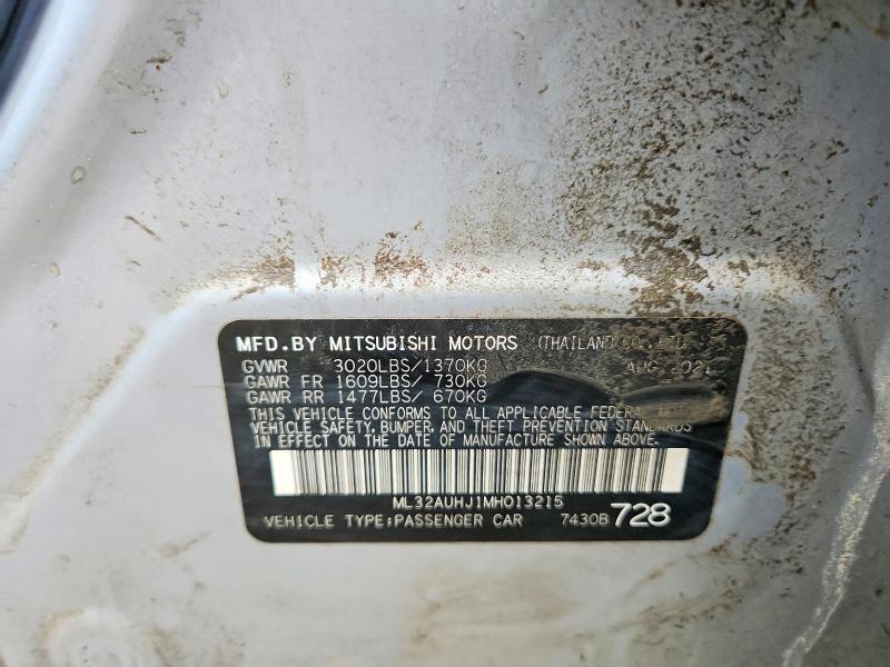 2021 Mitsubishi Mirage მანქანა იყიდება აუქციონზე, vin: ML32AUHJ1MH013215, აუქციონის ნომერი: 79766995