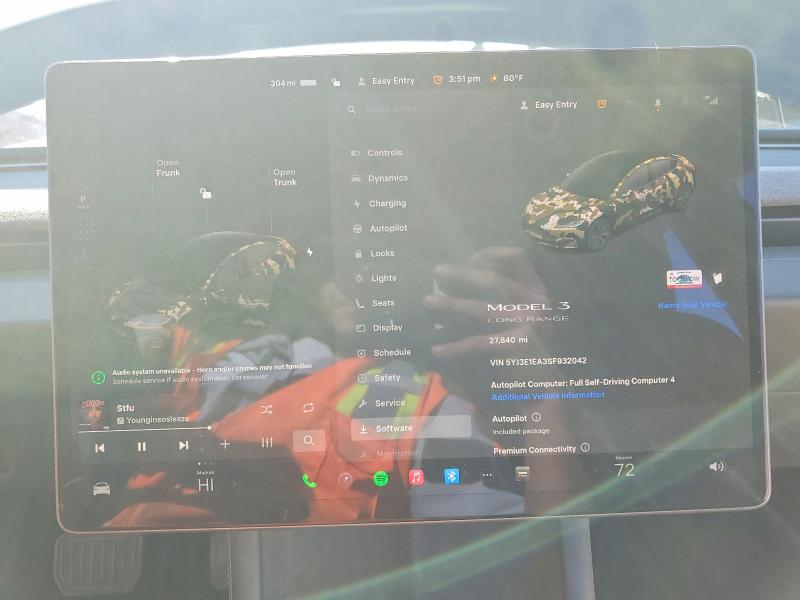 2025 Tesla Model 3 მანქანა იყიდება აუქციონზე, vin: 5YJ3E1EA3SF932042, აუქციონის ნომერი: 45813366