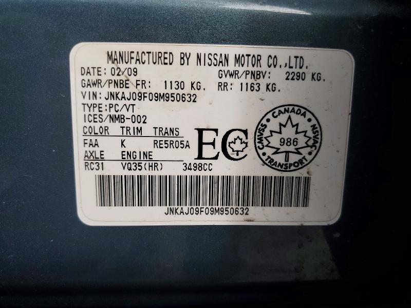 Продажа на аукционе авто 2009 Infiniti Ex35, vin: JNKAJ09F09M950632, номер лота: 45528436