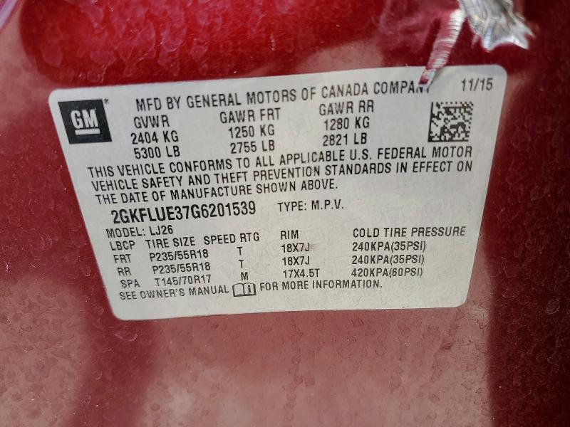 Aukcja sprzedaży 2016 Gmc Terrain, vin: 2GKFLUE37G6201539, numer aukcji: 47760656