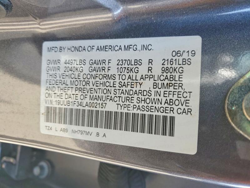 2020 Acura Tlx მანქანა იყიდება აუქციონზე, vin: 19UUB1F34LA002157, აუქციონის ნომერი: 47232526