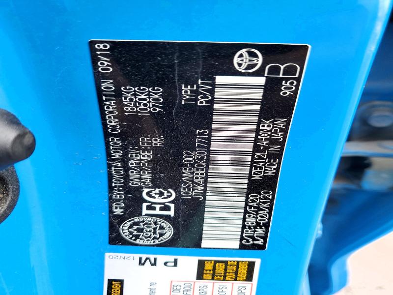 79053805 :رقم المزاد ، JTNK4RBE0K3017713 vin ، 2019 Toyota Corolla Hatchback مزاد بيع