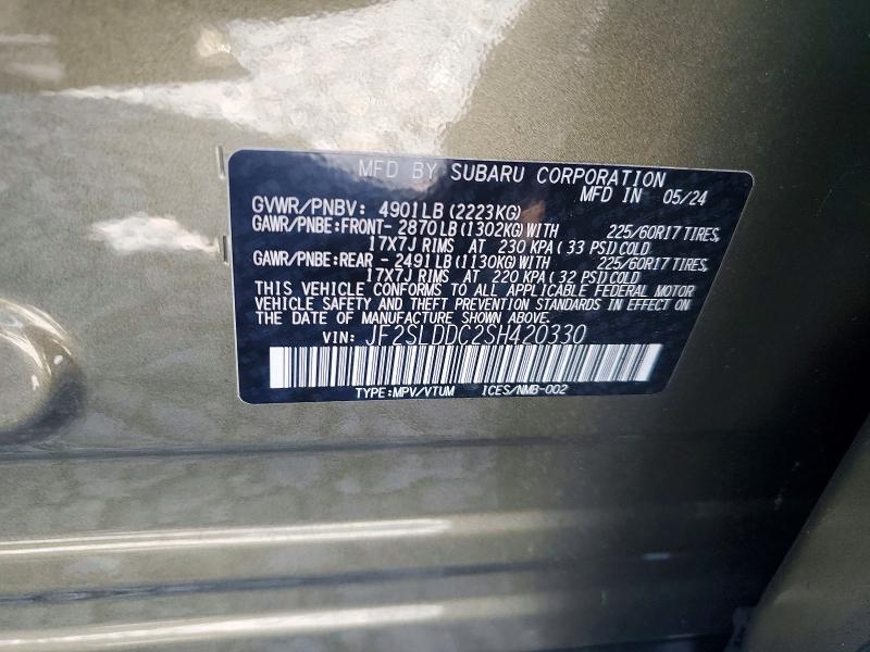 2025 Subaru Forester მანქანა იყიდება აუქციონზე, vin: JF2SLDDC2SH420330, აუქციონის ნომერი: 47250516