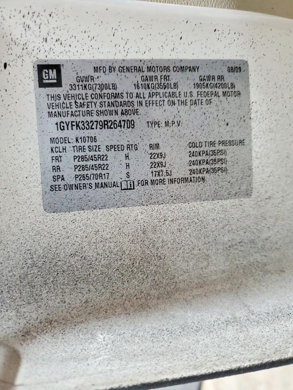 47574706 :رقم المزاد ، 1GYFK33279R264709 vin ، 2009 Cadillac Escalade مزاد بيع