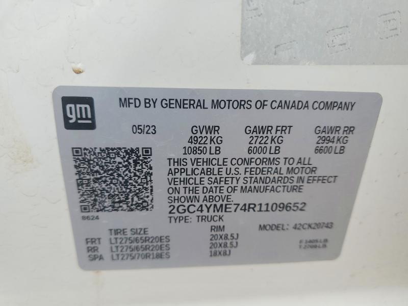 79893415 :رقم المزاد ، 2GC4YME74R1109652 vin ، 2024 Chevrolet Silverado مزاد بيع