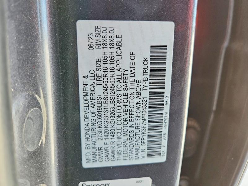 Продажа на аукционе авто 2023 Honda Ridgeline, vin: 5FPYK3F75PB043321, номер лота: 46354476