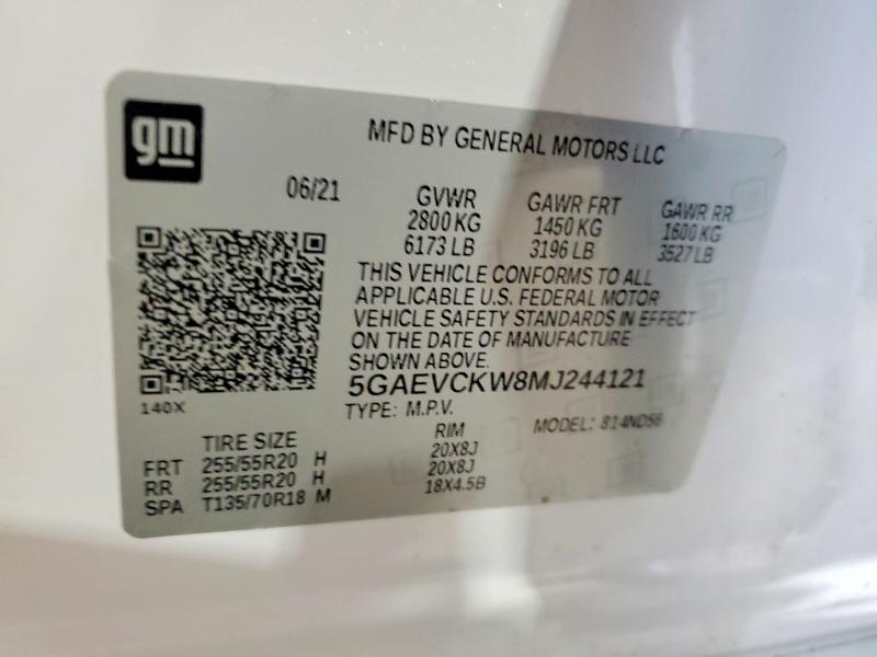 Aukcja sprzedaży 2021 Buick Enclave, vin: 5GAEVCKW8MJ244121, numer aukcji: 47020916