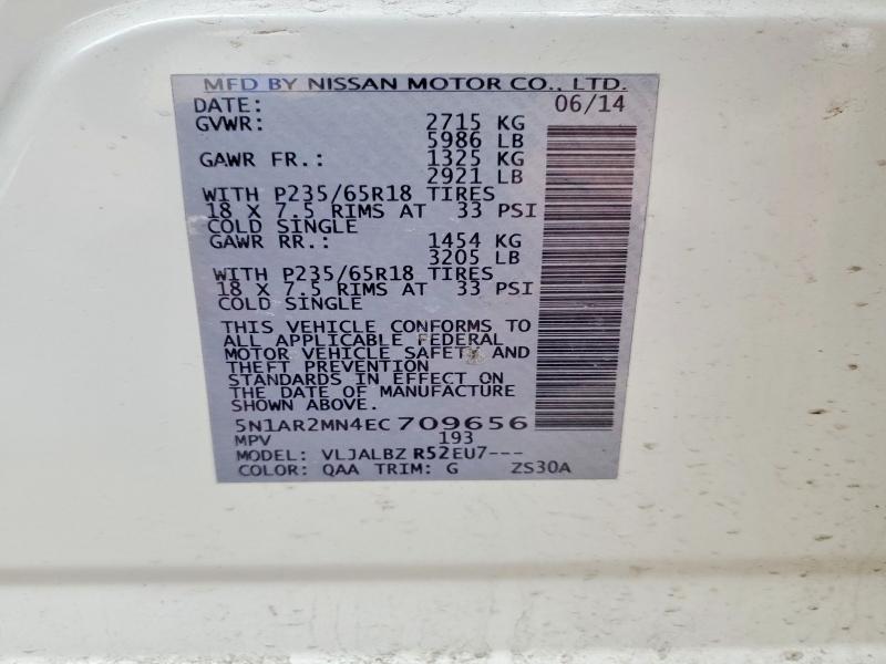 Продажа на аукционе авто 2014 Nissan Pathfinder, vin: 5N1AR2MN4EC709656, номер лота: 79647335