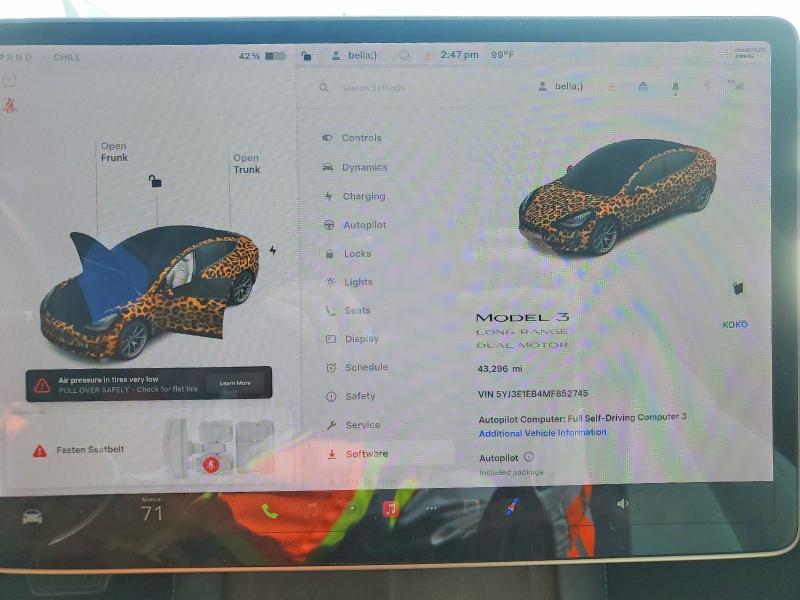 46494076 :رقم المزاد ، 5YJ3E1EB4MF852745 vin ، 2021 Tesla Model 3 مزاد بيع