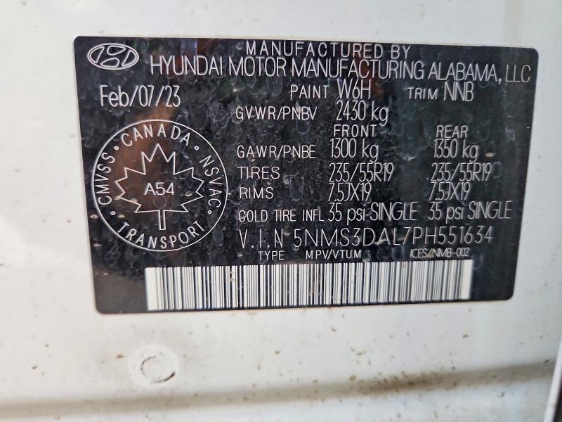 Продажа на аукционе авто 2023 Hyundai Santa Fe, vin: 5NMS3DAL7PH551634, номер лота: 41648626