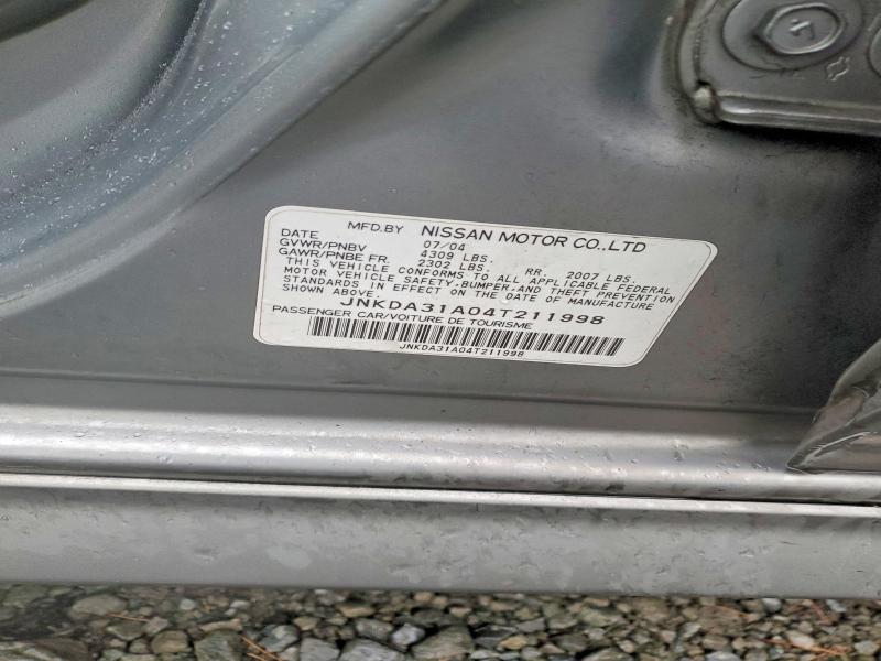 Auction sale of the 2004 Infiniti I35, vin: JNKDA31A04T211998, lot number: 45983006