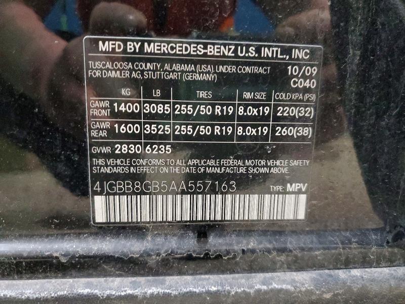 2010 Mercedes-benz Ml მანქანა იყიდება აუქციონზე, vin: 4JGBB8GB5AA557163, აუქციონის ნომერი: 77905215