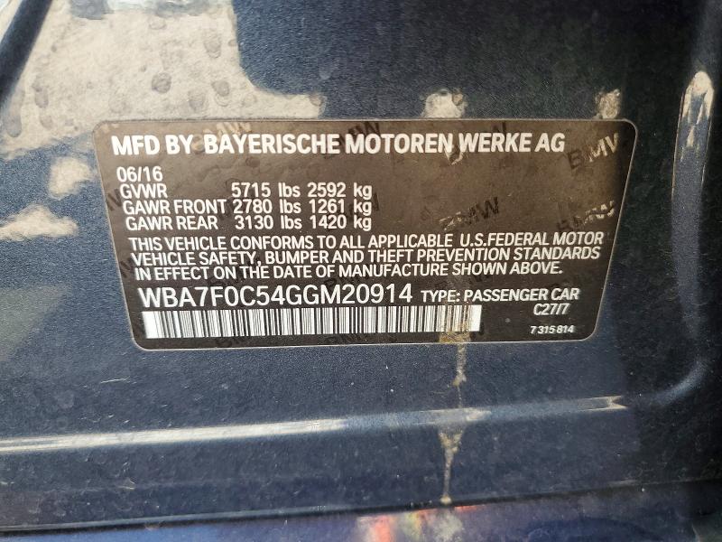 Продажа на аукционе авто 2016 Bmw 750, vin: WBA7F0C54GGM20914, номер лота: 46730406