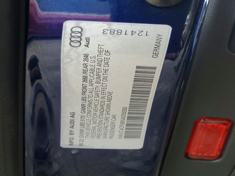 46272436 :رقم المزاد ، WAUC4CF56NA035050 vin ، 2022 Audi S5 مزاد بيع
