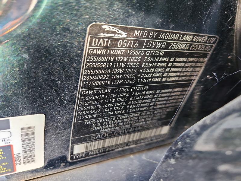 Aukcja sprzedaży 2017 Jaguar F-pace, vin: SADCJ2BV4HA059013, numer aukcji: 46216256