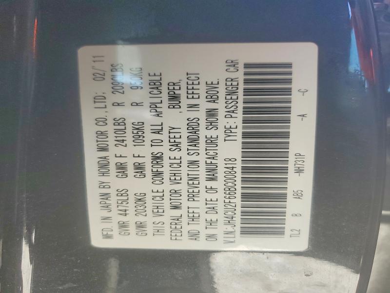 46107736 :رقم المزاد ، JH4CU2F66BC008418 vin ، 2011 Acura Tsx مزاد بيع