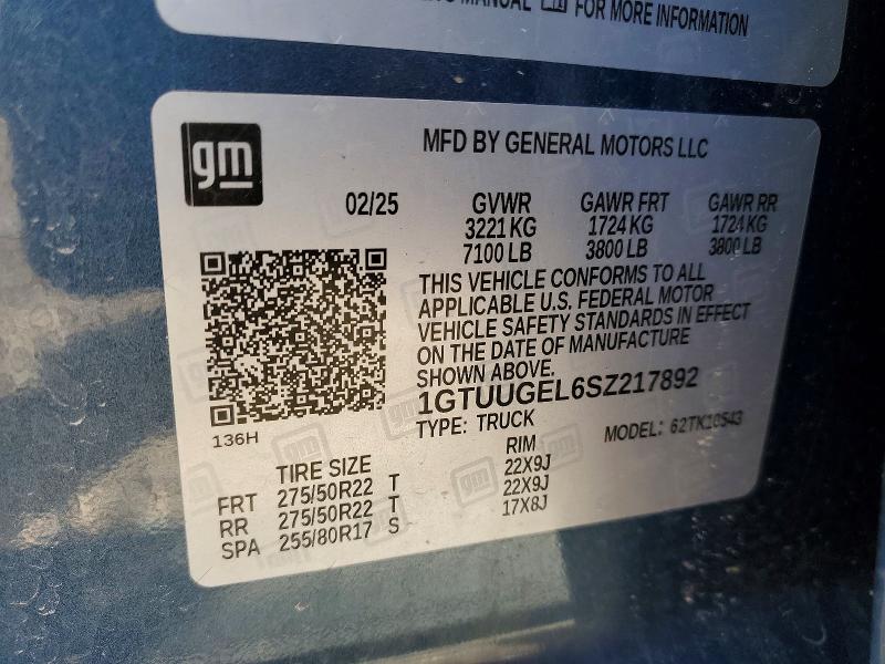 46812986 :رقم المزاد ، 1GTUUGEL6SZ217892 vin ، 2025 Gmc Sierra مزاد بيع