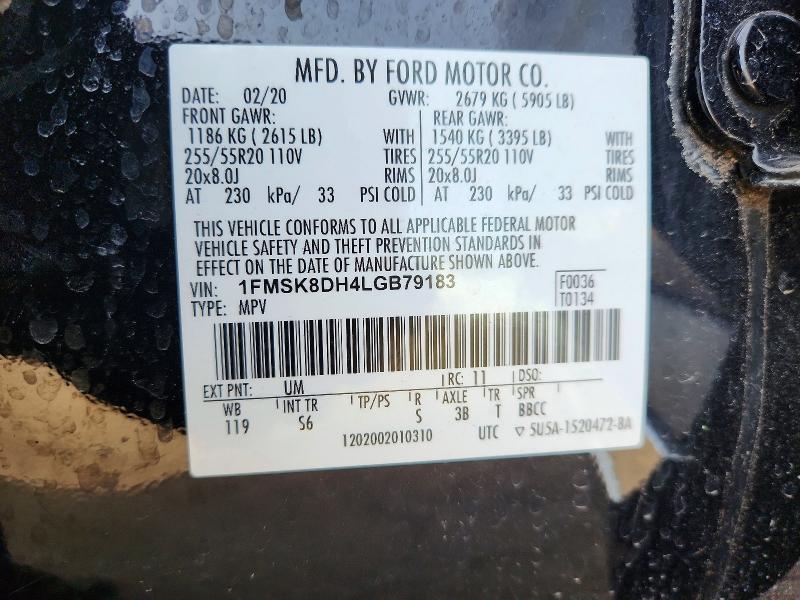 Aukcja sprzedaży 2020 Ford Explorer, vin: 1FMSK8DH4LGB79183, numer aukcji: 47298866