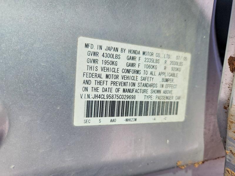 Продажа на аукционе авто 2005 Acura Tsx, vin: JH4CL95875C029698, номер лота: 46106066