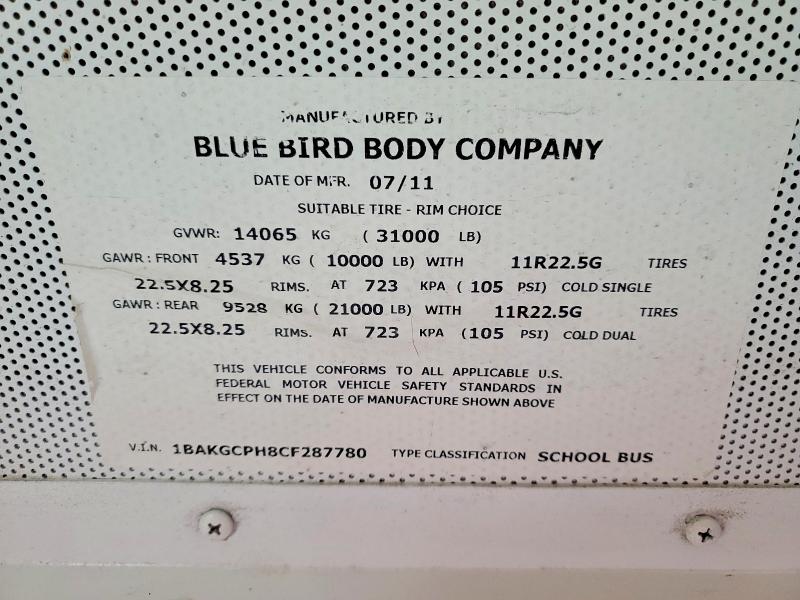 Продажа на аукционе авто 2012 Bluebird School Bus, vin: 1BAKGCPH8CF287780, номер лота: 47049486