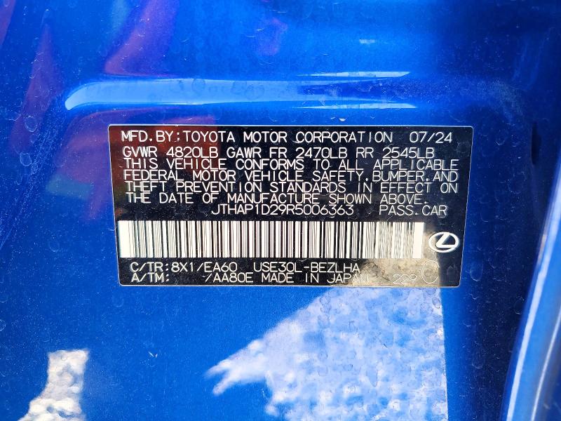 Aukcja sprzedaży 2024 Lexus Is 500, vin: JTHAP1D29R5006363, numer aukcji: 45792736