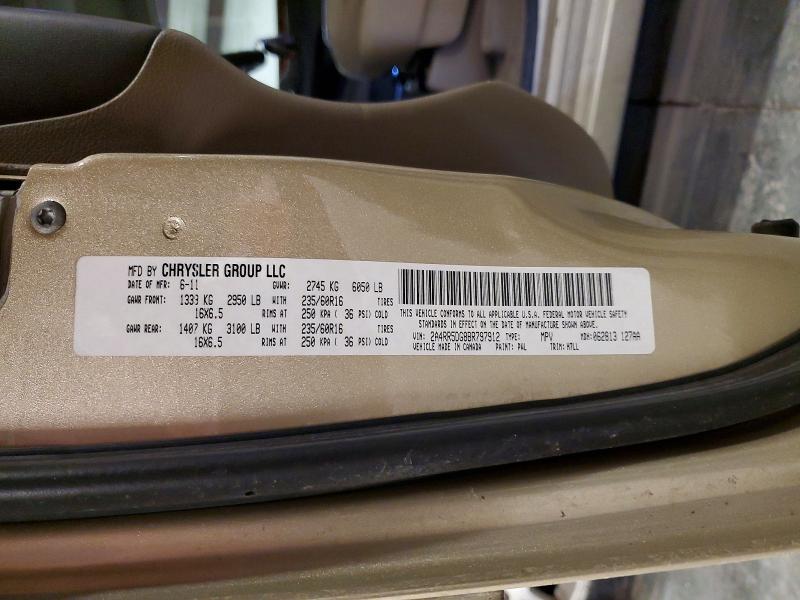 2011 Chrysler Town & Country მანქანა იყიდება აუქციონზე, vin: 2A4RR5DG8BR797912, აუქციონის ნომერი: 46058026