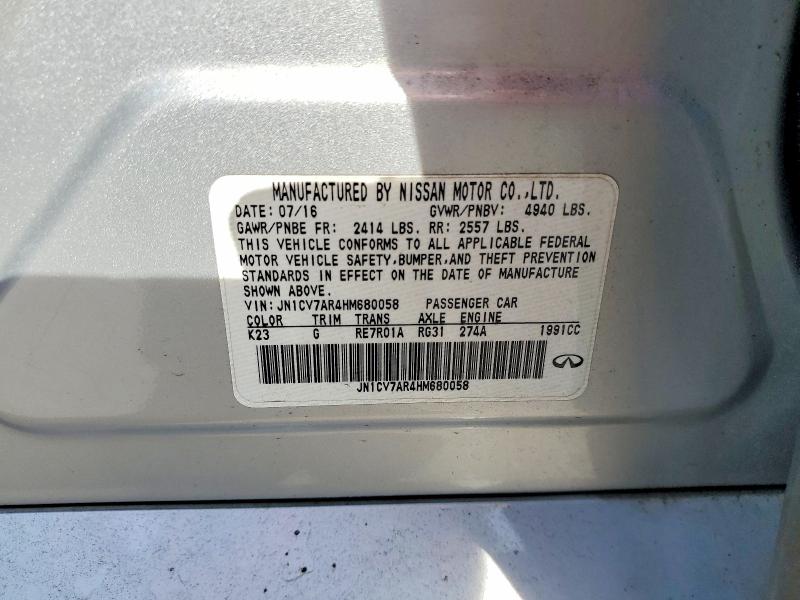 78538265 :رقم المزاد ، JN1CV7AR4HM680058 vin ، 2017 Infiniti Q50 مزاد بيع