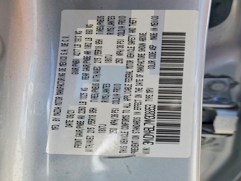 2021 Mazda Cx-30 მანქანა იყიდება აუქციონზე, vin: 3MVDMABL7MM308853, აუქციონის ნომერი: 48035146