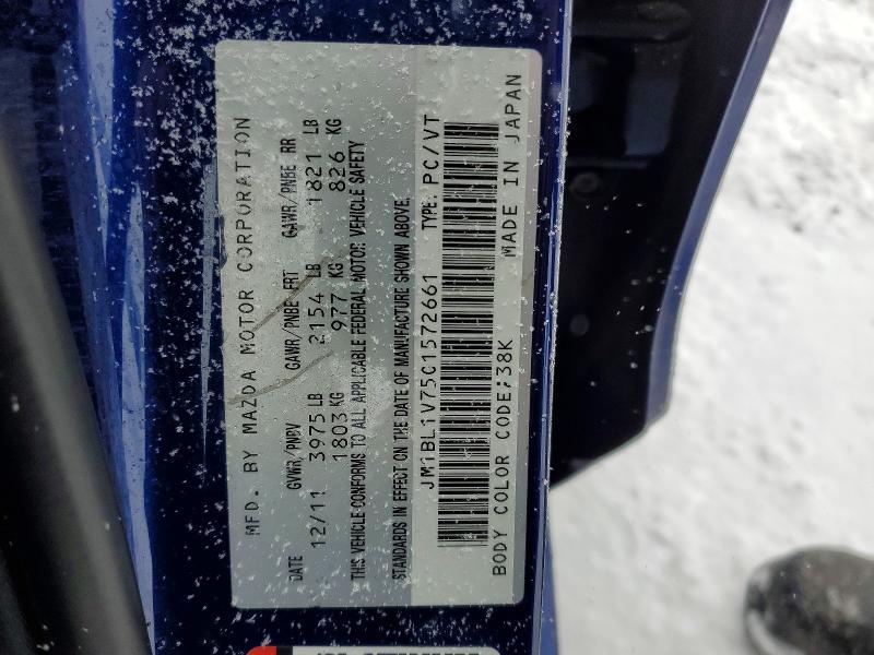 Aukcja sprzedaży 2012 Mazda 3, vin: JM1BL1V75C1572661, numer aukcji: 45989456