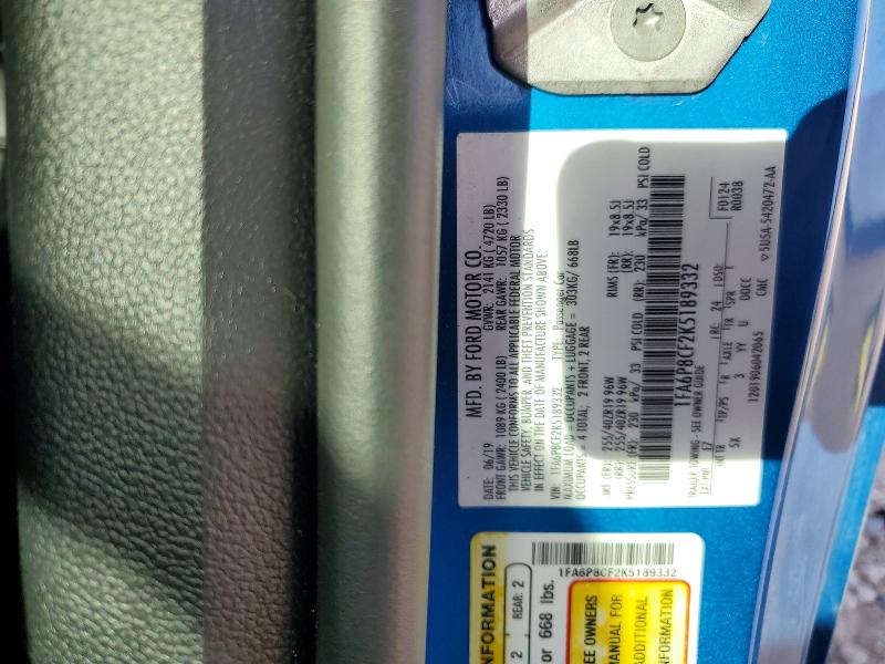 Продаж на аукціоні авто 2019 Ford Unk, vin: 1FA6P8CF2K5189332, номер лоту: 46378226