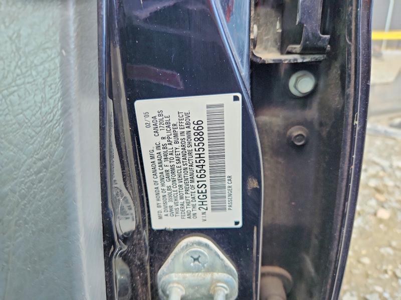 47721926 :رقم المزاد ، 2HGES16545H558866 vin ، 2005 Honda Civic مزاد بيع
