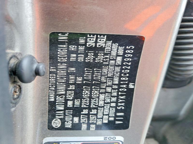 Aukcja sprzedaży 2012 Kia Sorento, vin: 5XYKT3A18CG229985, numer aukcji: 47293806