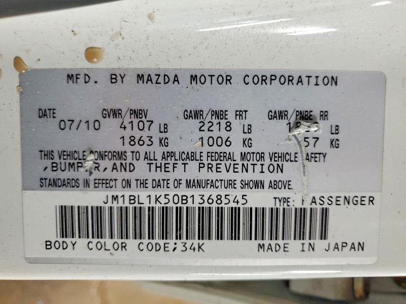 2011 Mazda 3 მანქანა იყიდება აუქციონზე, vin: JM1BL1K50B1368545, აუქციონის ნომერი: 79766135