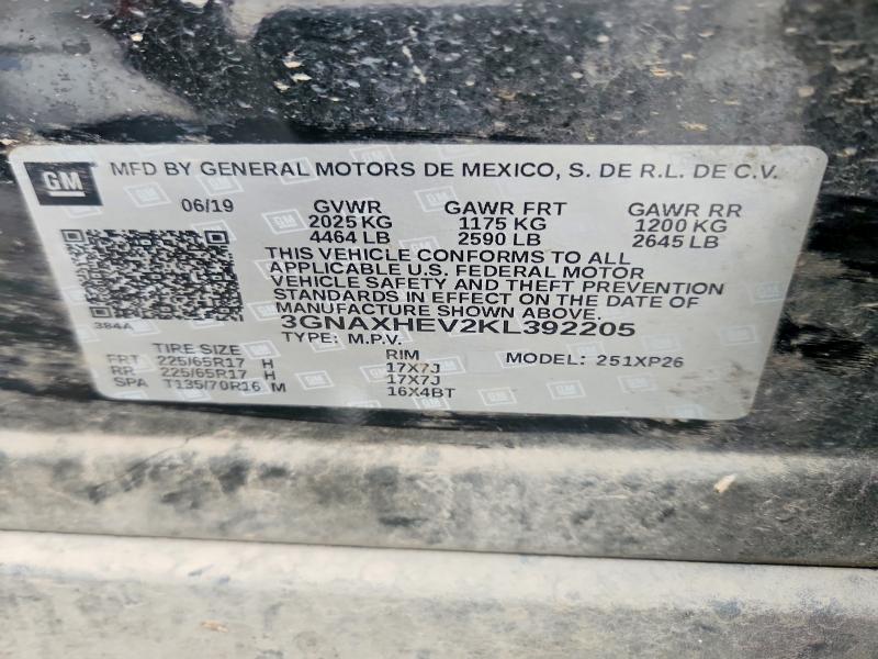 Aukcja sprzedaży 2019 Chevrolet Equinox, vin: 3GNAXHEV2KL392205, numer aukcji: 42044966