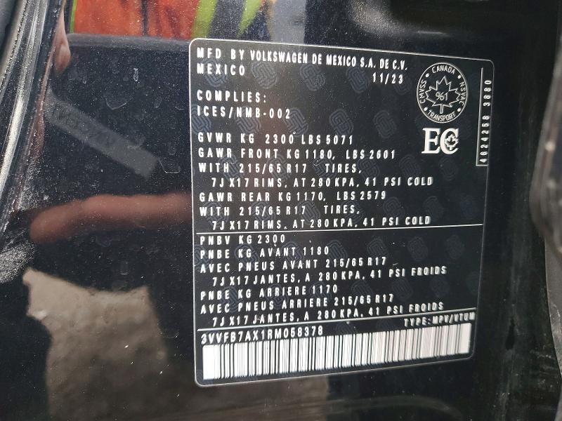 Продажа на аукционе авто 2024 Volkswagen Tiguan, vin: 3VVFB7AX1RM058378, номер лота: 46934946