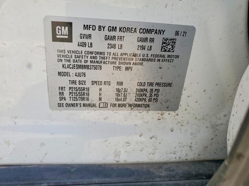 Aukcja sprzedaży 2021 Buick Encore, vin: KL4CJESM8MB375078, numer aukcji: 45777136
