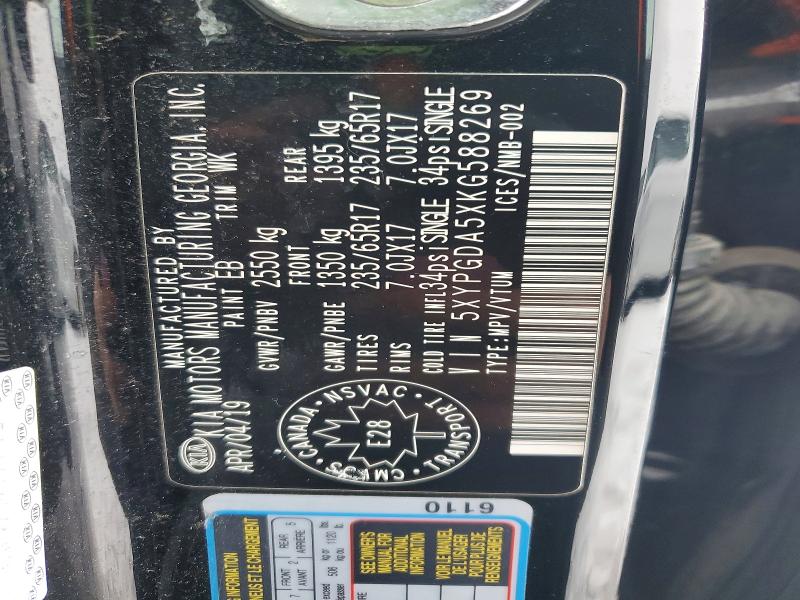Продажа на аукционе авто 2019 Kia Sorento, vin: 5XYPGDA5XKG588269, номер лота: 46508726