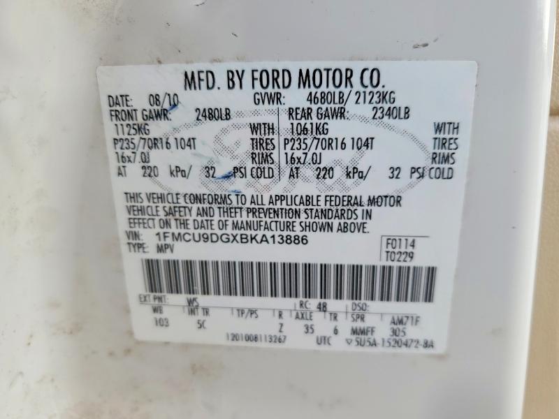 Продажа на аукционе авто 2011 Ford Escape, vin: 1FMCU9DGXBKA13886, номер лота: 41709216