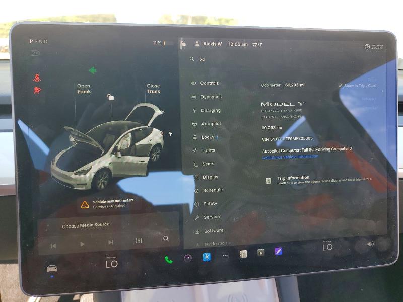 47606526 :رقم المزاد ، 5YJYGDEE9MF305305 vin ، 2021 Tesla Model Y مزاد بيع