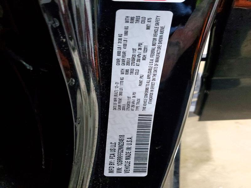 Продажа на аукционе авто 2022 Ram 1500, vin: 1C6RRFFG2NN224618, номер лота: 45796526