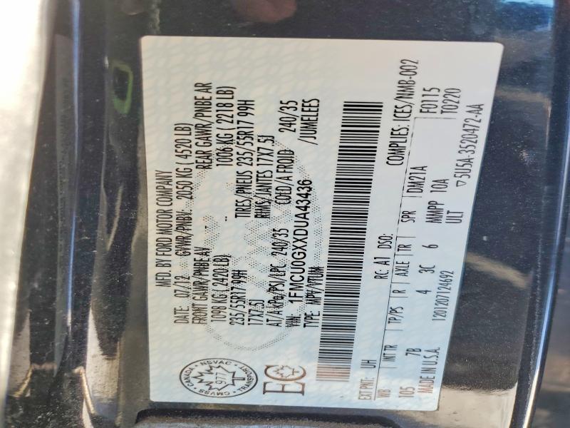 78976855 :رقم المزاد ، 1FMCU0GXXDUA43436 vin ، 2013 Ford Escape مزاد بيع