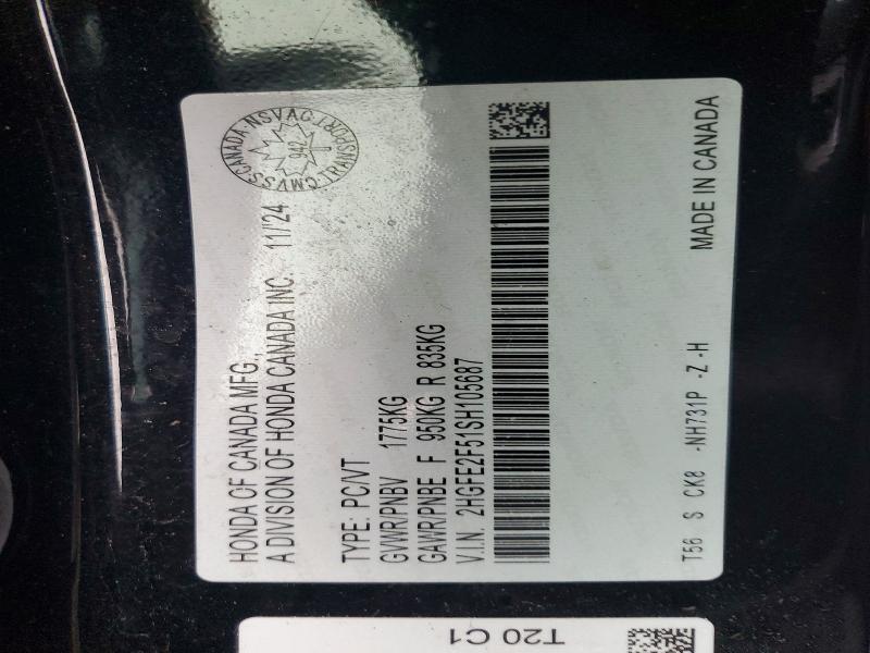 Продаж на аукціоні авто 2025 Honda Civic, vin: 2HGFE2F51SH105687, номер лоту: 46082836