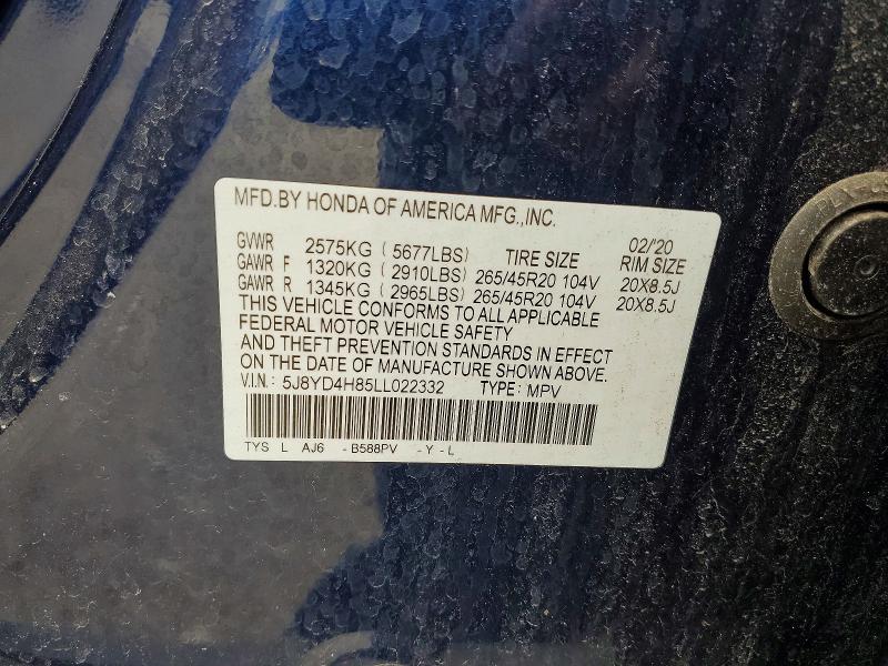 Aukcja sprzedaży 2020 Acura Mdx, vin: 5J8YD4H85LL022332, numer aukcji: 46124936
